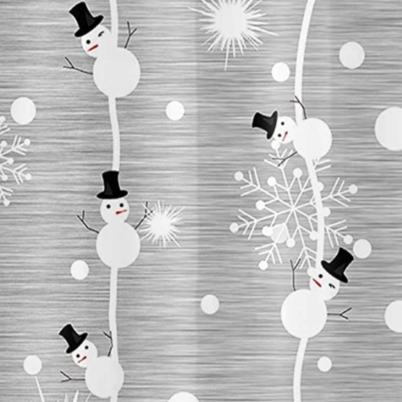 Snowman snowflake Shower Curtain with Hooks - Picture 5 of 7